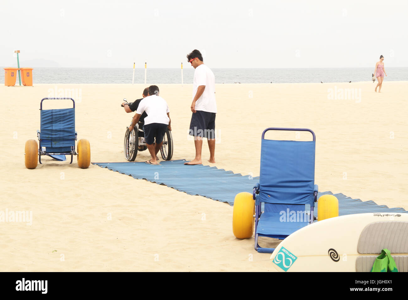 wheelchair, accessible beach, amphibious chair, Copacabana Beach, 2016