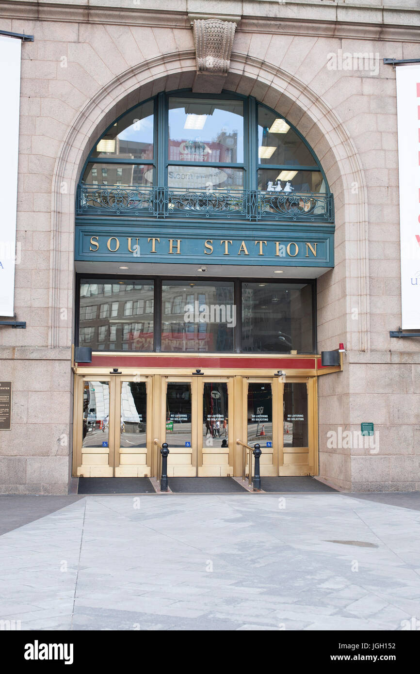Atlantic Avenue entrance to Boston's South Station train station or