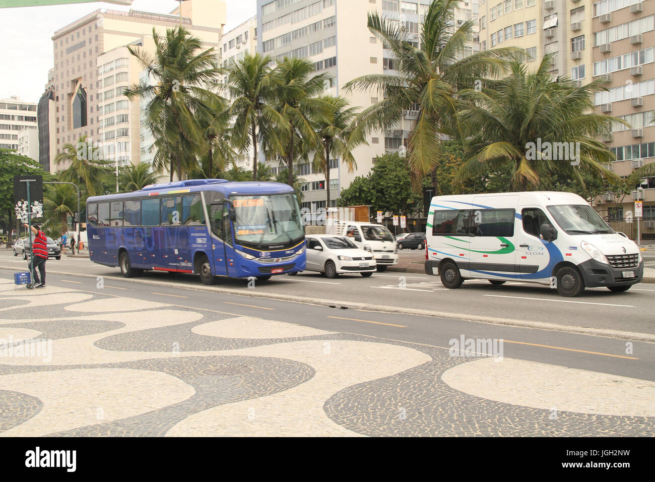 Calçadão Copacabana, 2016, Atlantica Avenue, Copacabana, Rio de Janeiro, Brazil. Stock Photo