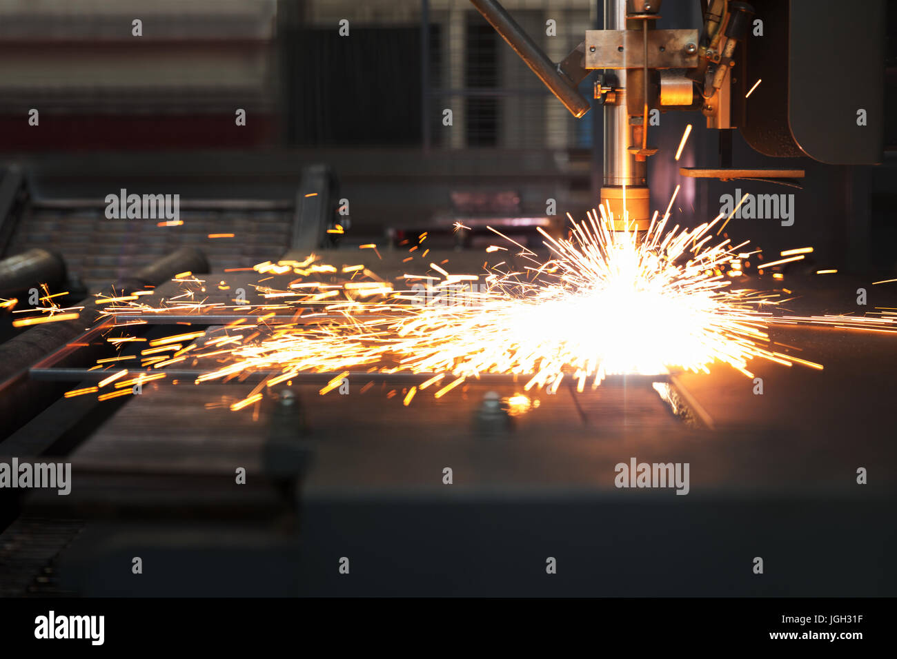 Industrial cnc plasma cutting of metal plate Stock Photo Alamy