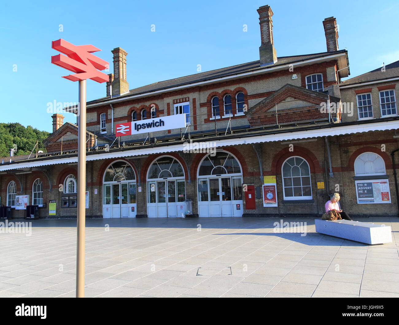 Exterior of railway train station building, Ipswich, Suffolk, England