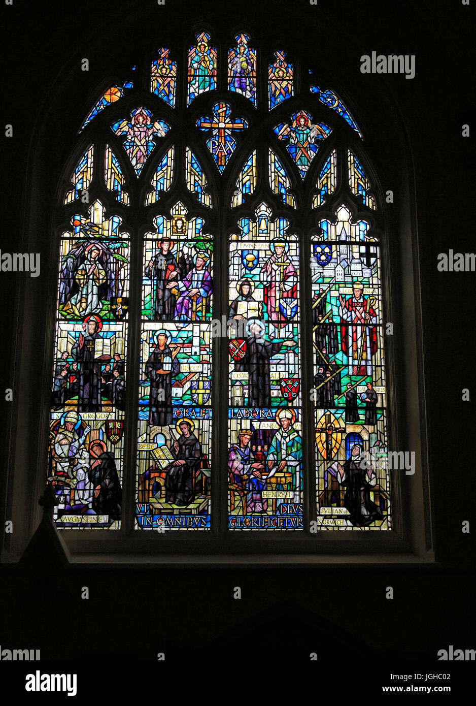 Stained glass window in Norwich cathedral church, Norwich, Norfolk, England, UK Stock Photo Alamy