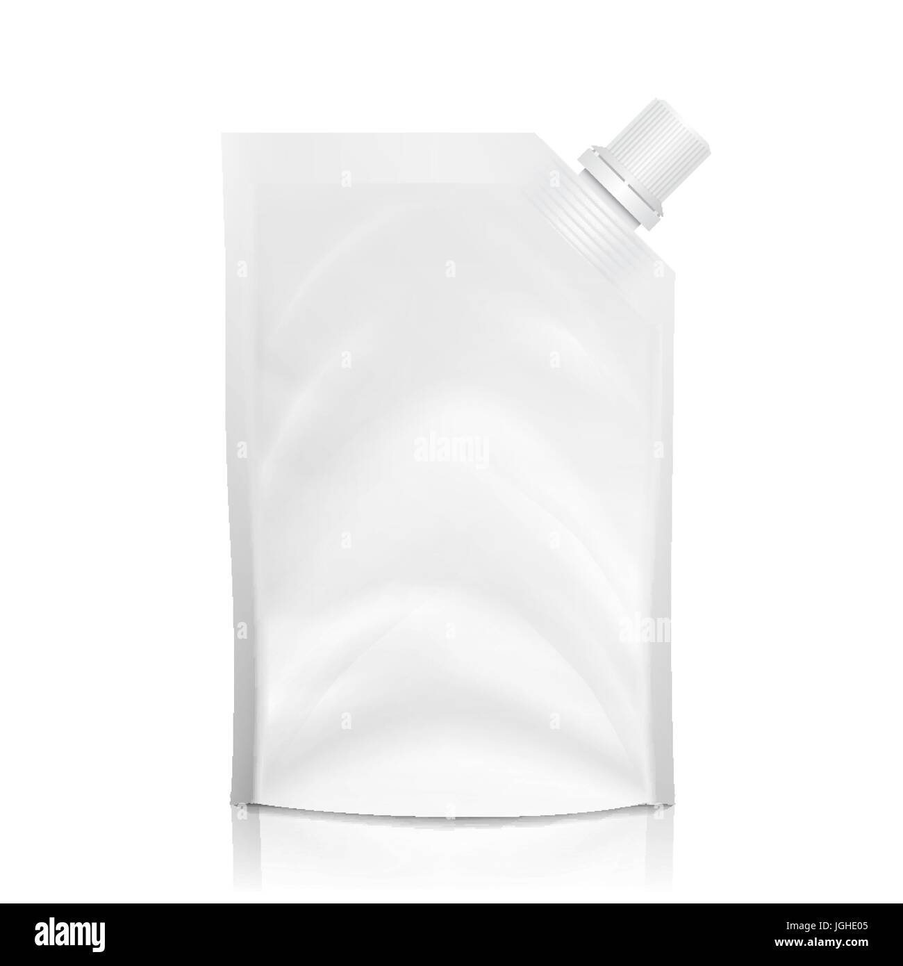 Doy-pack Blank Vector. White Clean Doypack Bag Packaging With Corner Spout Lid. Plastic Spouted Pouch Template Stock Vector