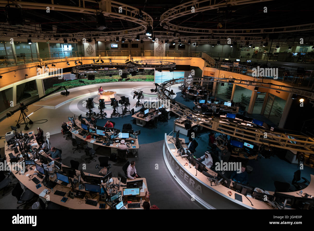 Al Jazeera newsroom in Doha, Qatar Stock Photo