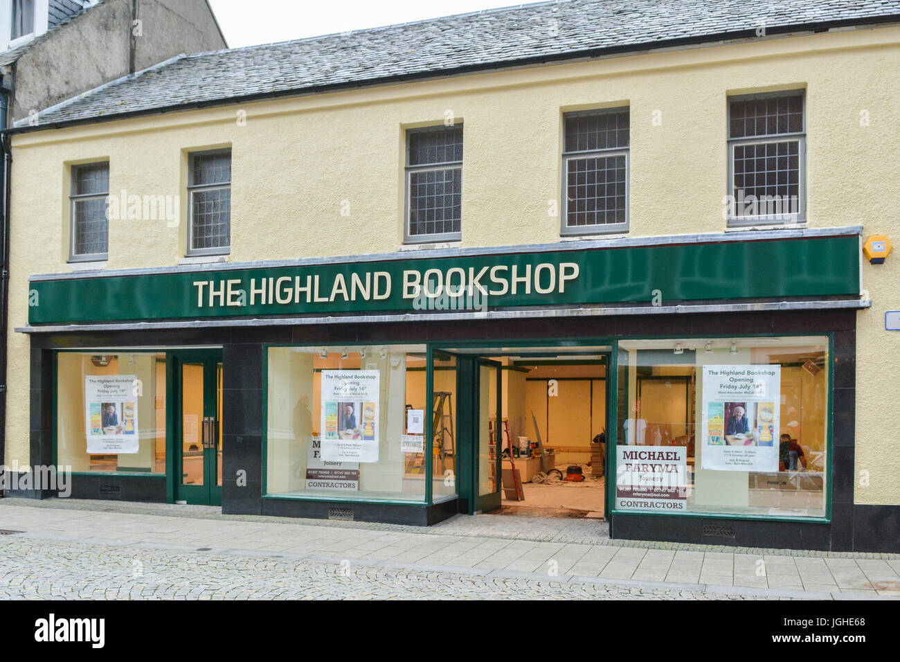 new independent bookshop booksellers - The Highland Bookshop - being fitted out the week before opening - Fort William, Scotland, UK Stock Photo