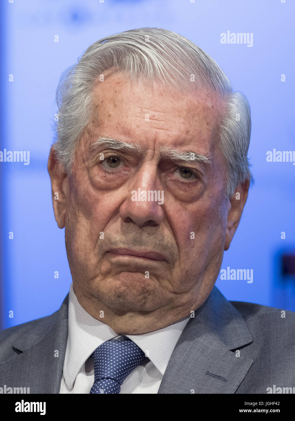 Mario Vargas Llosa And His Son, Alvaro Vargas Llosa, Pose During The