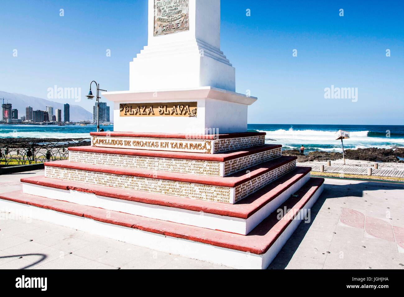 Plaza Slava, at Cavancha Beach. Iquique, Tarapaca Region, Chile. 17.11.15 Stock Photo