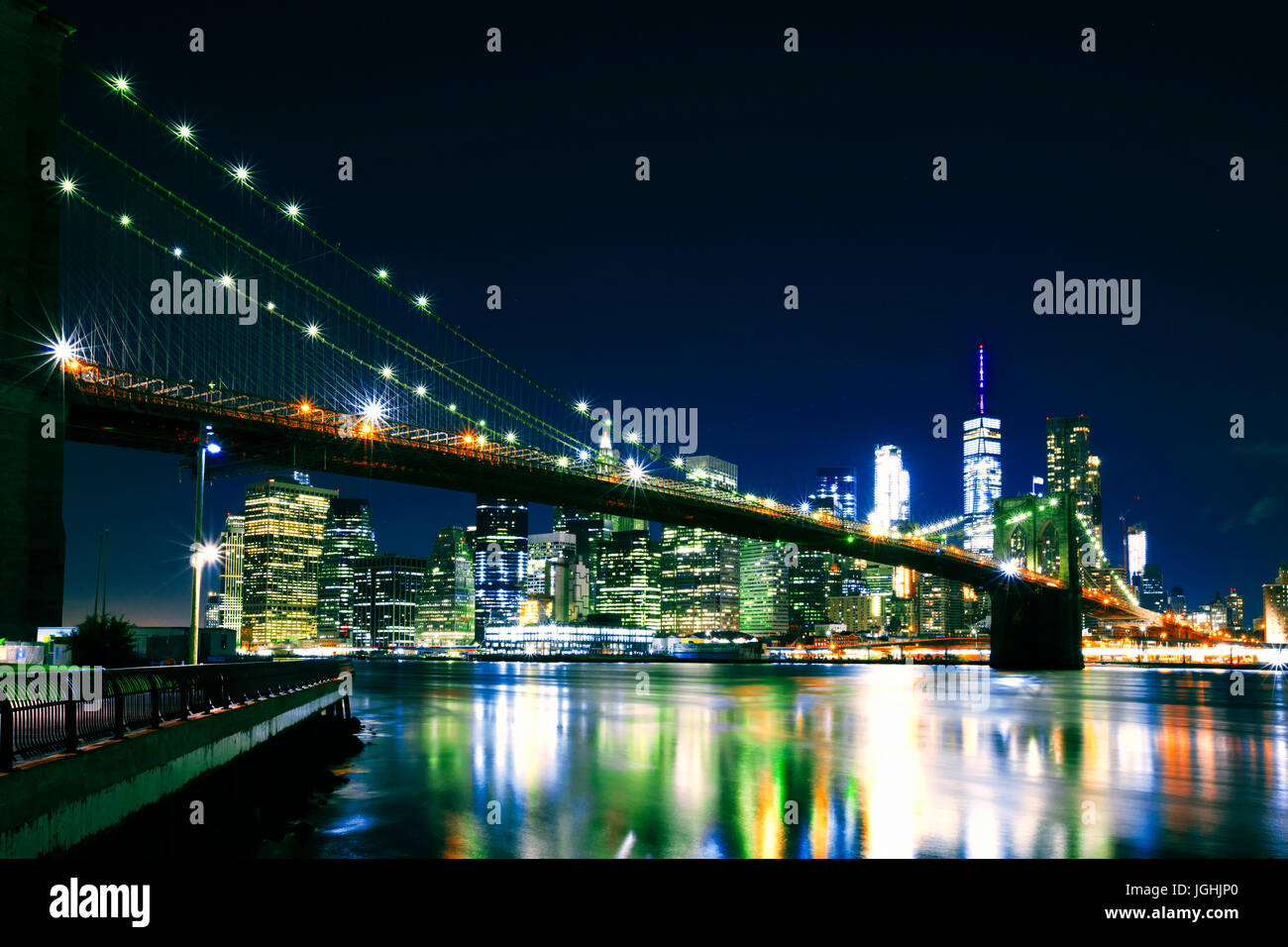 Bright lights of New York City at night Stock Photo - Alamy