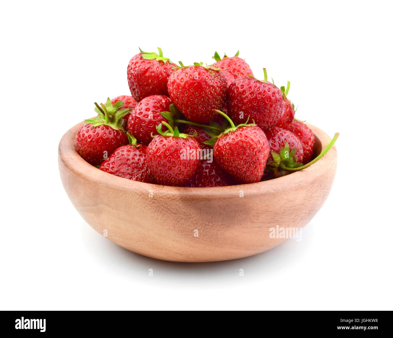 Strawberries in a wooden bowl isolated on a white background Stock ...