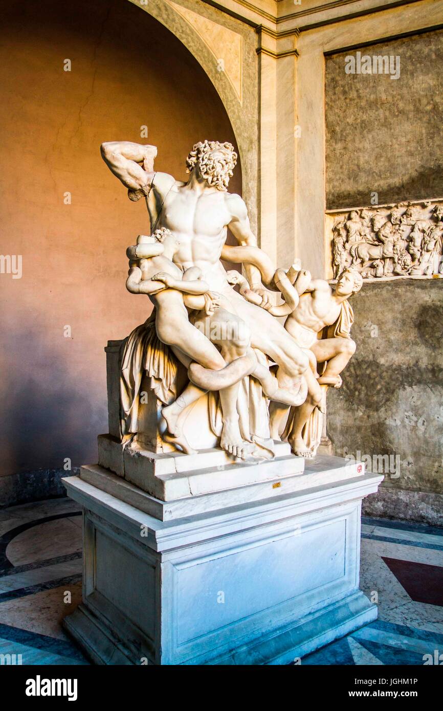 Sculpture 'Laocoön and His Sons', in Vatican Museum. Vatican City, Vatican City State.  28.12.2012 Stock Photo