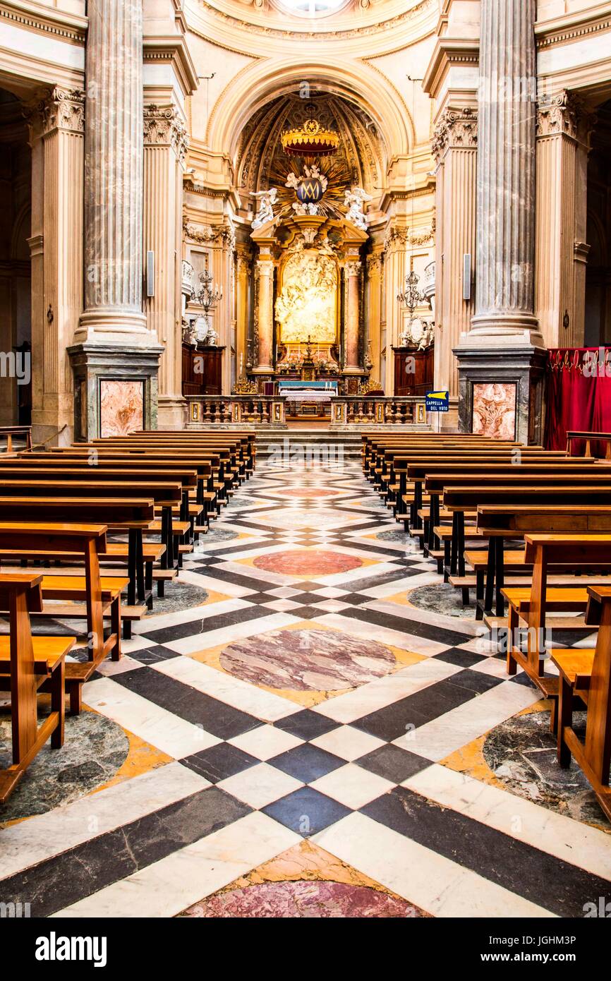 Interior of Basilica of Superga (Basilica di Superga). Turin, Province of Turin, Italy. 07.12.2012. Stock Photo