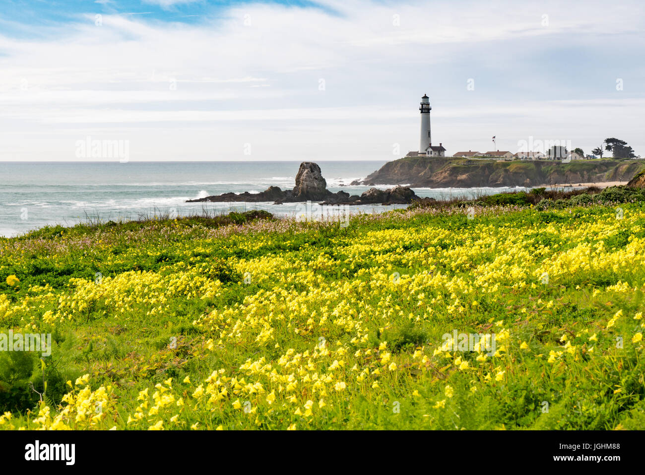 Pigion Point Lighthouse along the coast of California Stock Photo