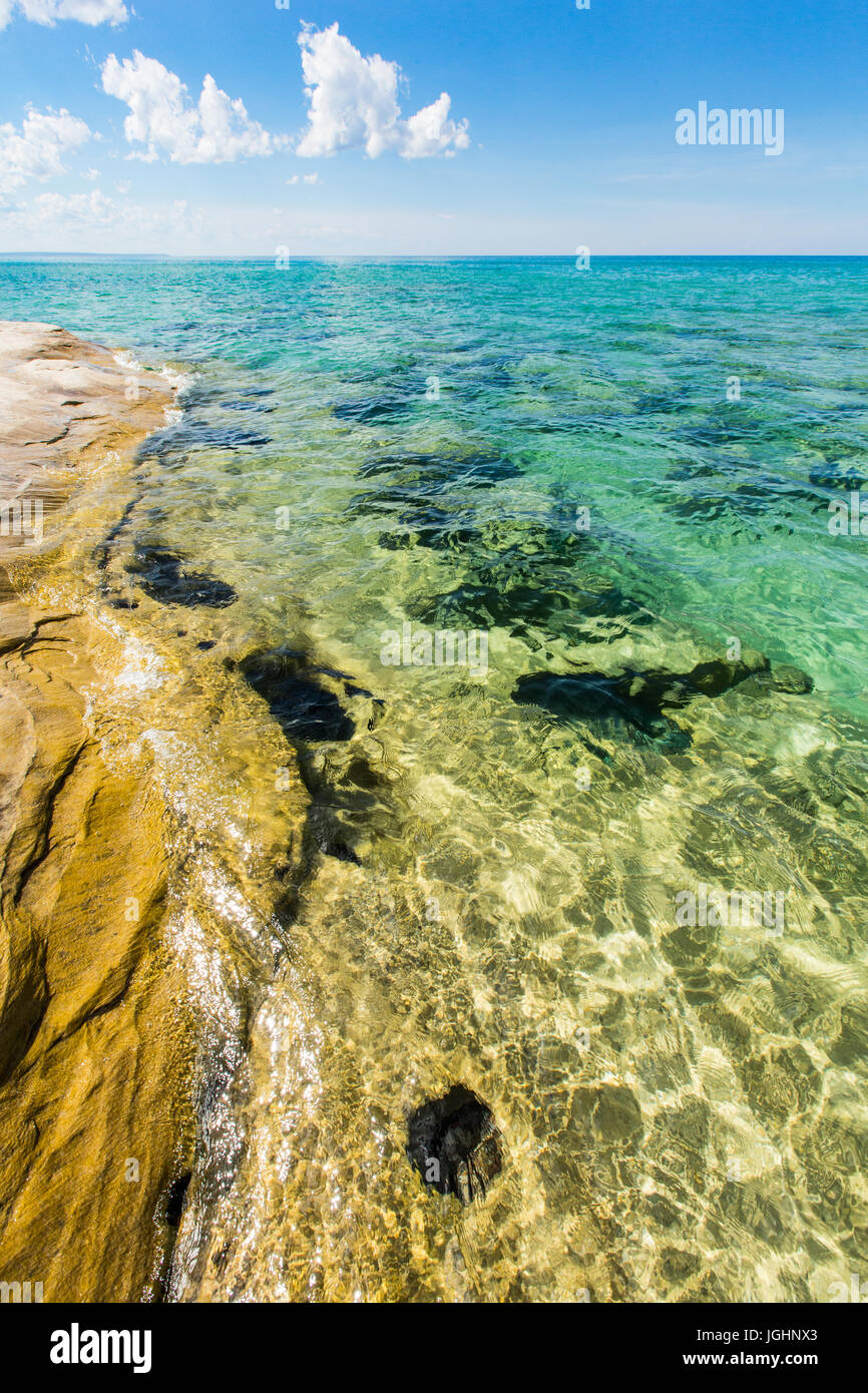 Underwater view of Lake Superior at The Coves area of Pictured Rocks National Lakeshore in the Upper Peninsula of Michigan Stock Photo