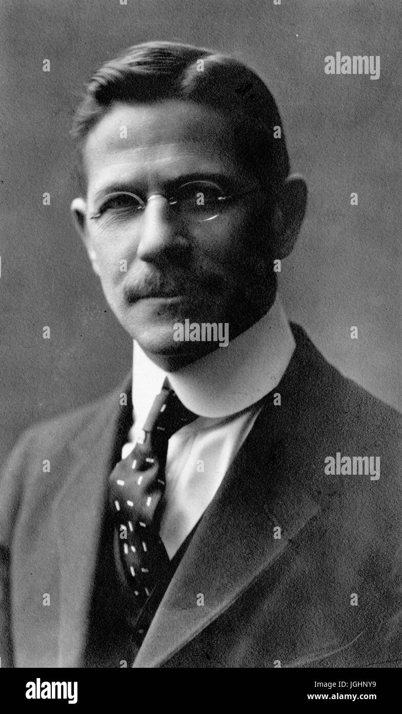 Chest-up portrait of German and German-American studies scholar Albert Bernhardt Faust, 1910. Stock Photo