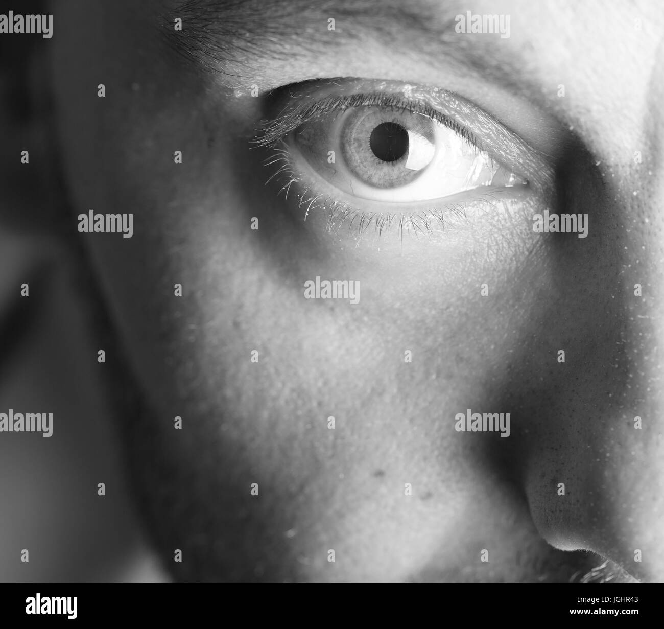 Blue iris eye over black and white. Closeup Stock Photo by ©Tempusfugit1980  6591096