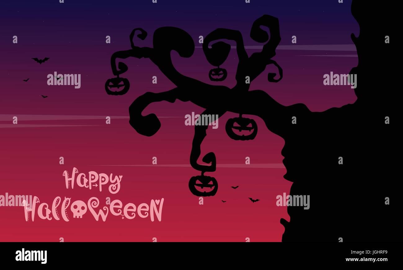 Halloween background wiith tree pumpkin Stock Vector Image & Art - Alamy