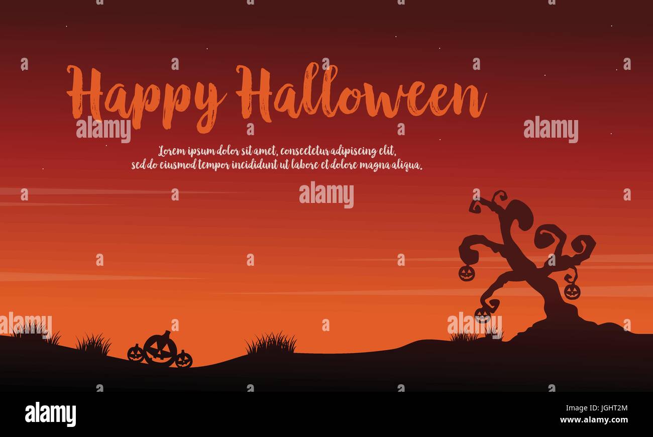 Scary landscape Halloween of silhouettes Stock Vector Image & Art - Alamy