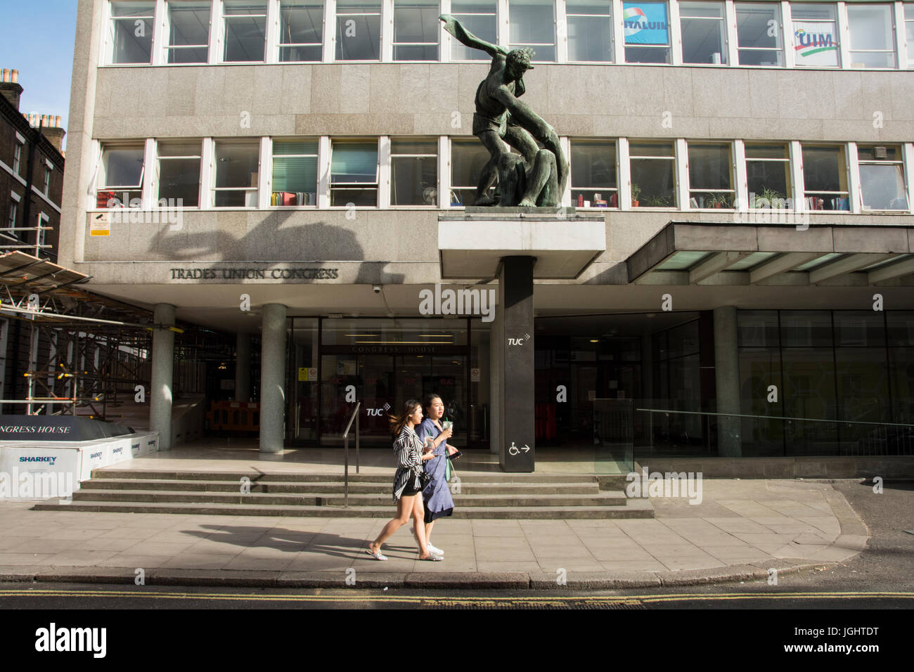 Exterior of the Trades Union Congress building, Congress House, on Stock Photo