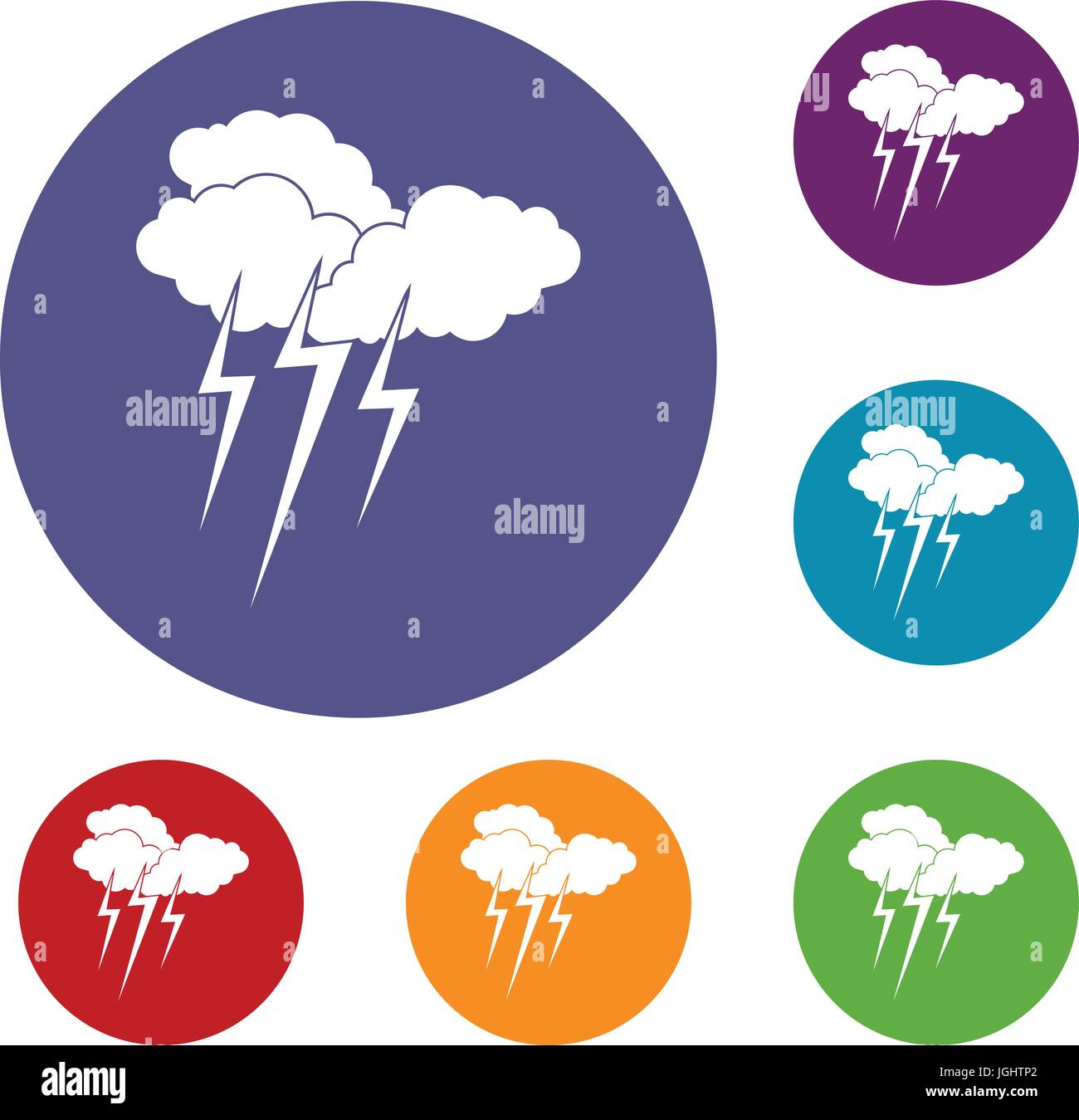 Cloud with lightnings icons set Stock Vector Image & Art - Alamy