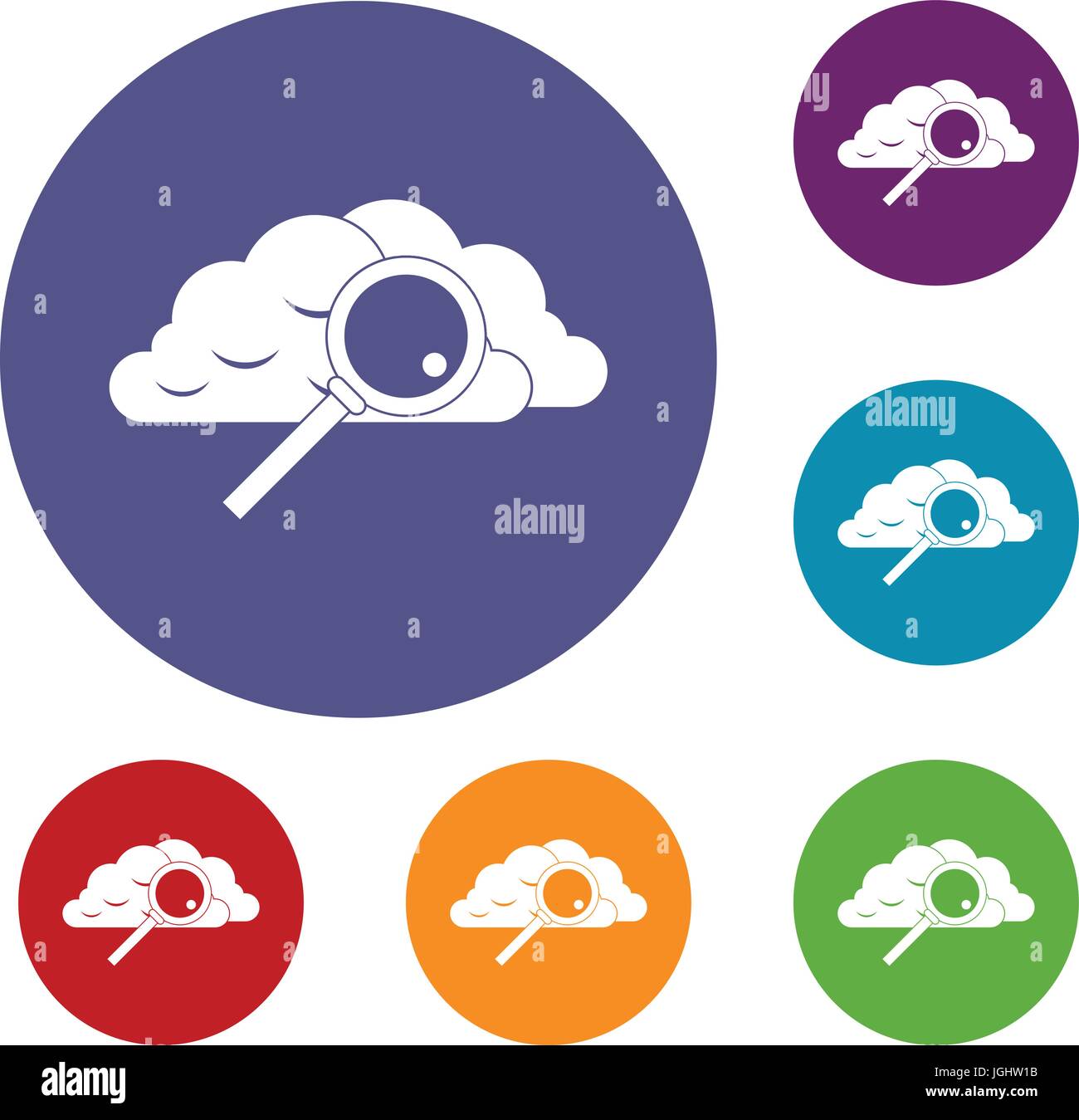 Cloud with magnifying glass icons set Stock Vector Image & Art - Alamy