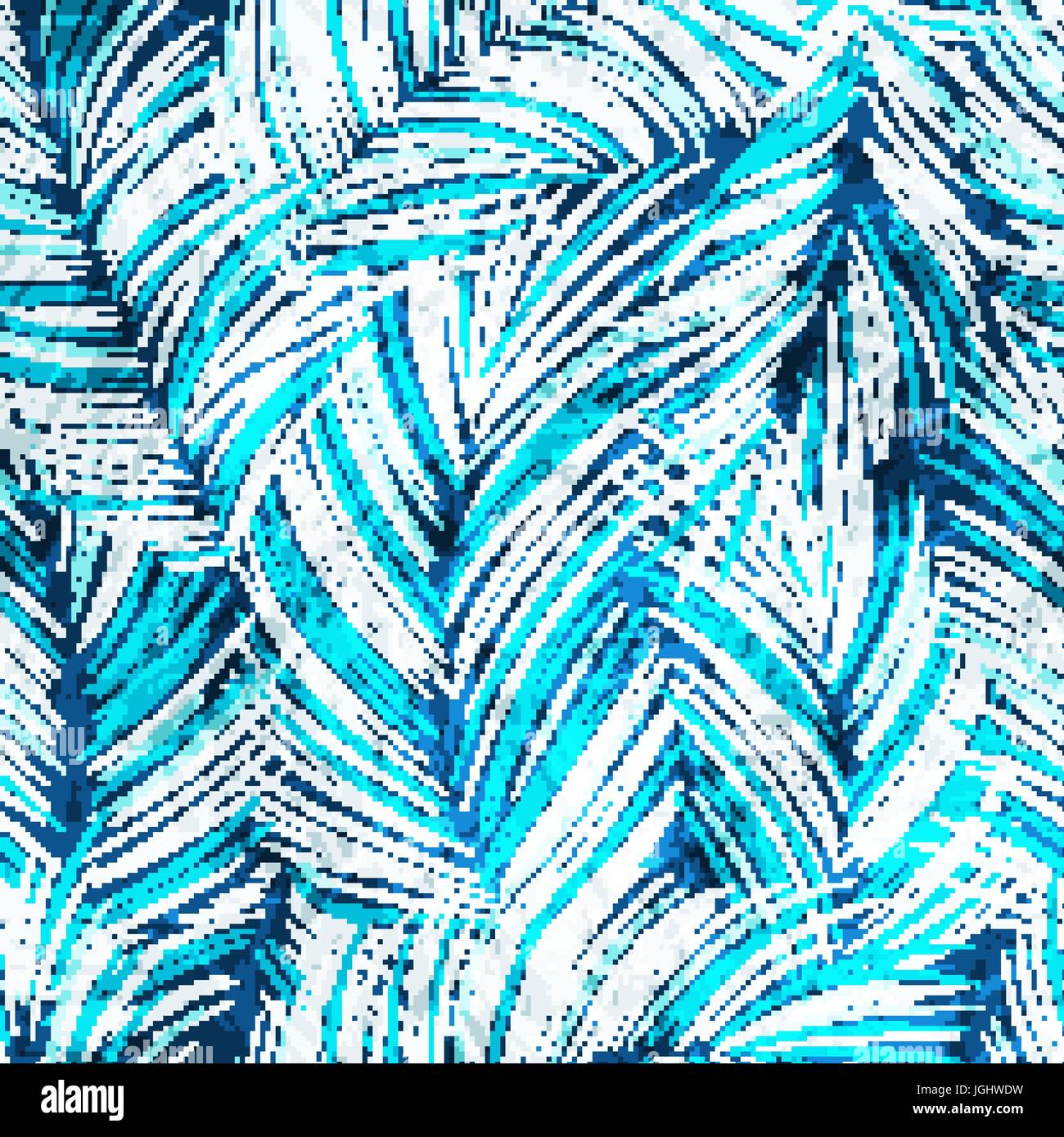 Tropical leaves seamless pattern with texture Stock Vector