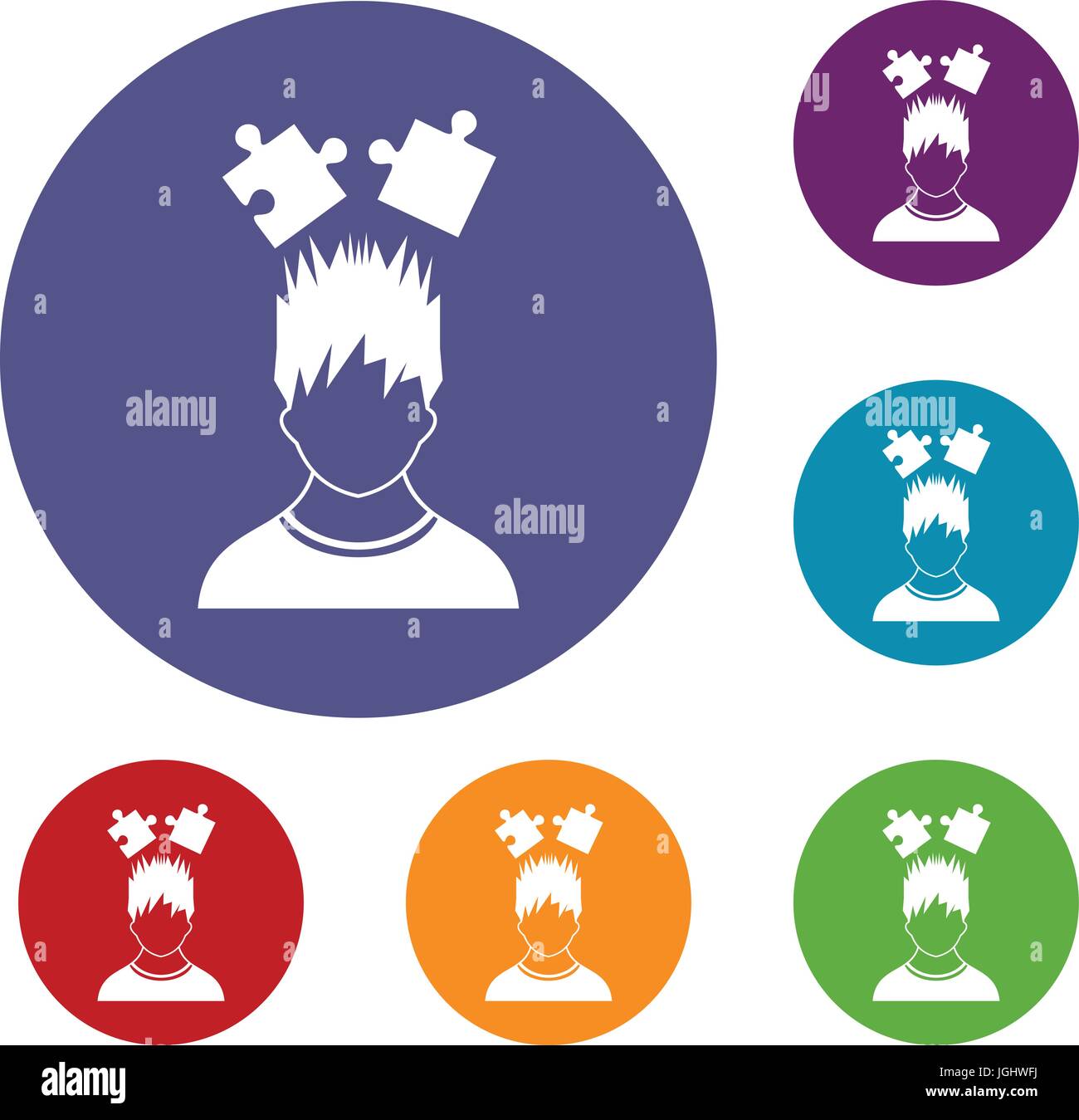 Man with puzzles over head icons set Stock Vector Image & Art - Alamy