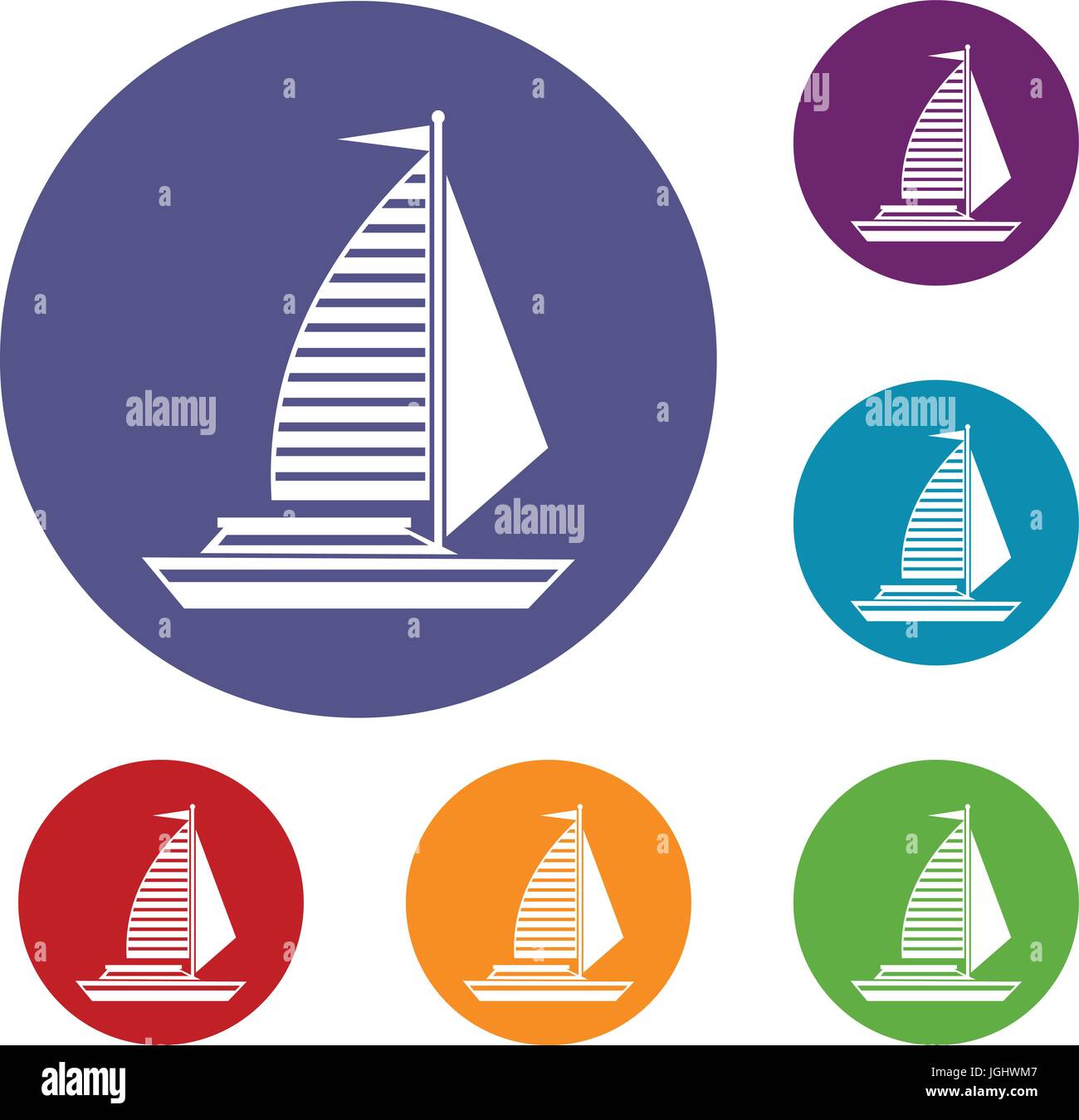Yacht with sails icons set Stock Vector Image & Art - Alamy