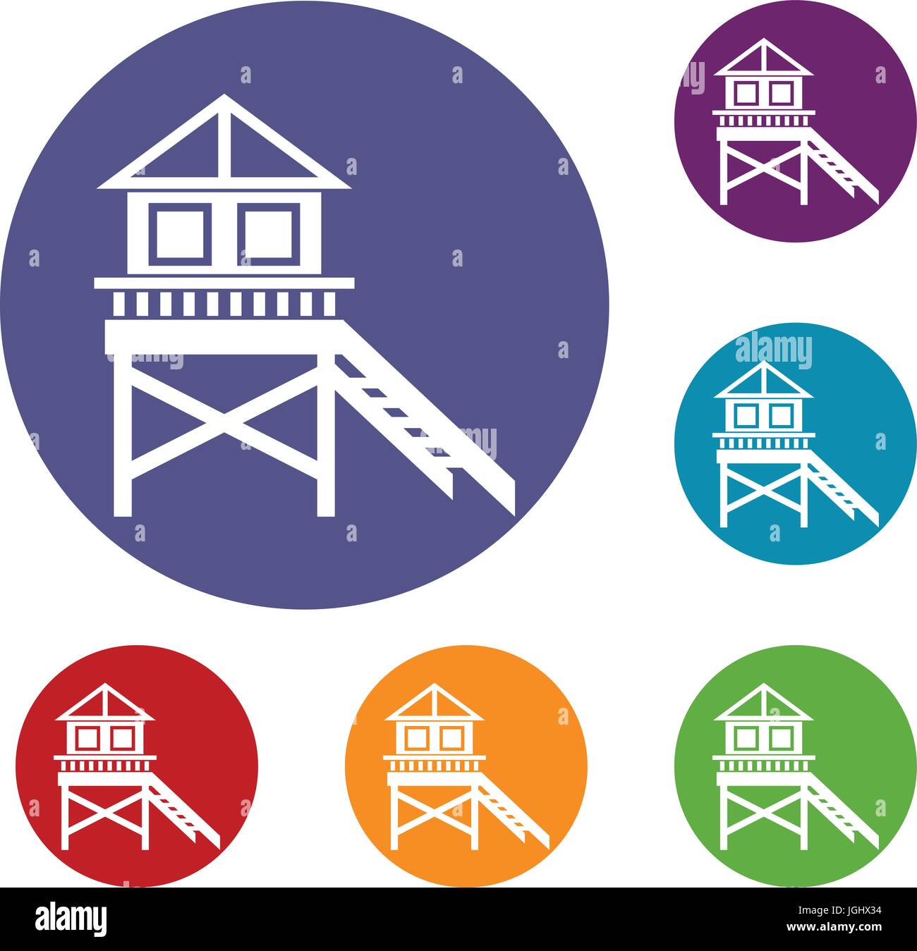 Wooden stilt house icons set Stock Vector Image & Art - Alamy