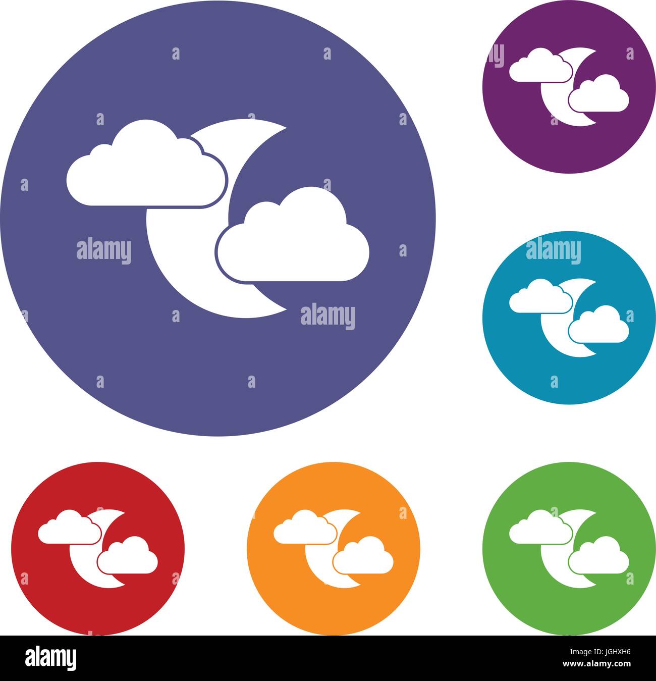 Moon and clouds icons set Stock Vector Image & Art - Alamy