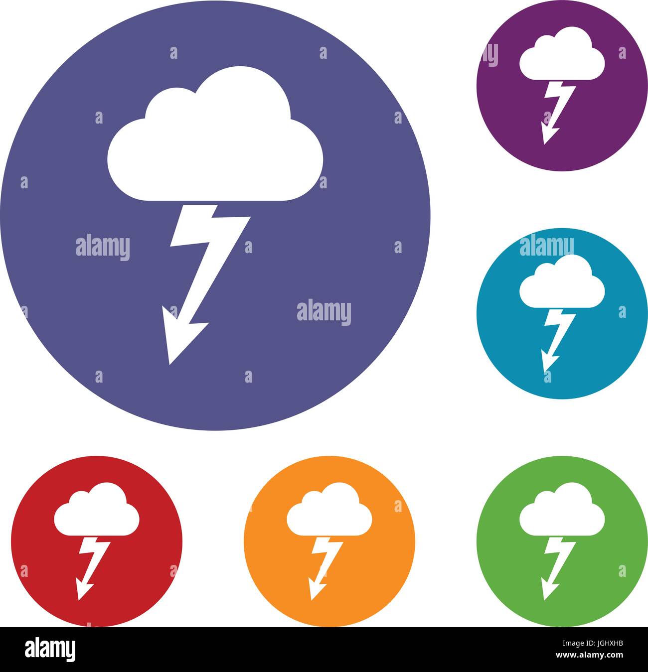 Cloud with lightning icons set Stock Vector Image & Art - Alamy