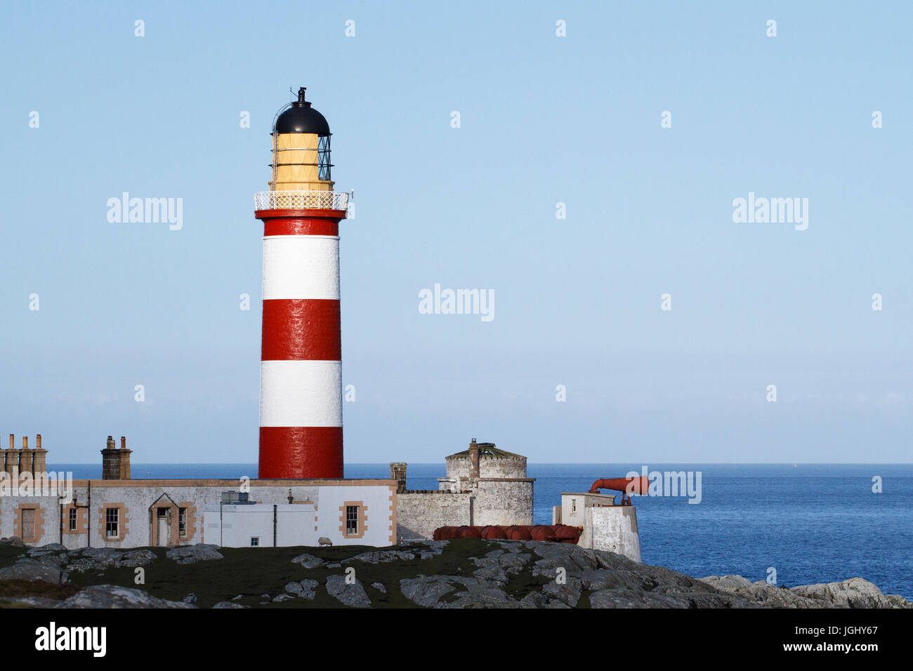 Eilean Glas Lighthouse on Scalpay in the Scottish Outer Hebrides Stock Photo