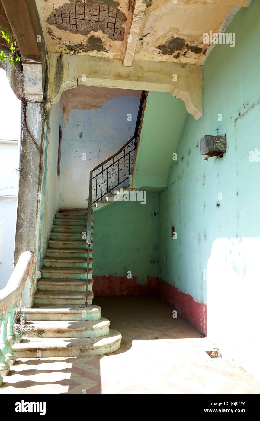 Old colonial stair cases in the Sandinista Museum in Leon, Nicaragua Stock Photo