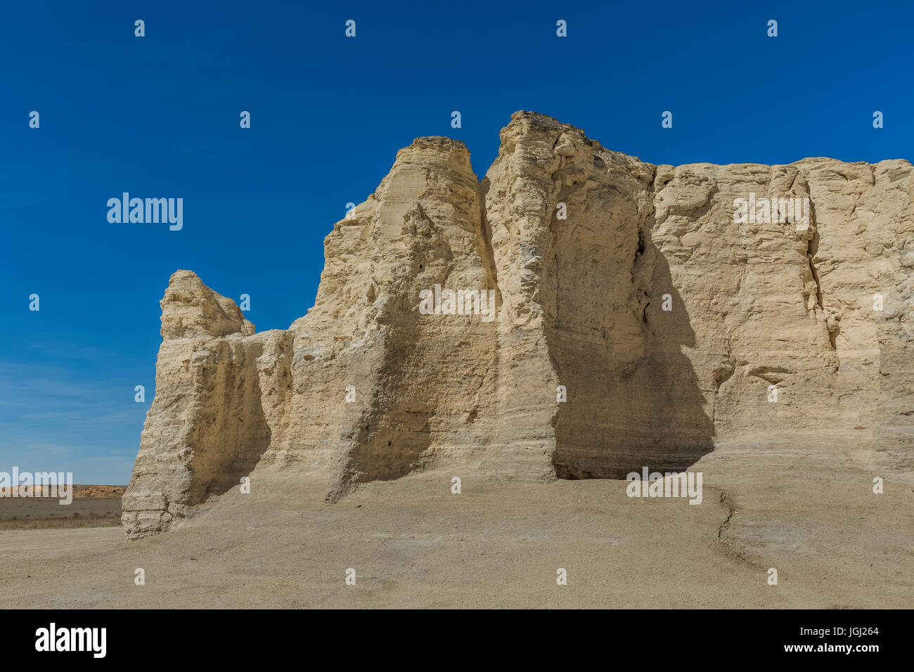 Niobrara Chalk formations at Monument Rocks, aka Chalk Pyramids, the first  National Natural Landmark in the United States, and one that is privately o  Stock Photo - Alamy