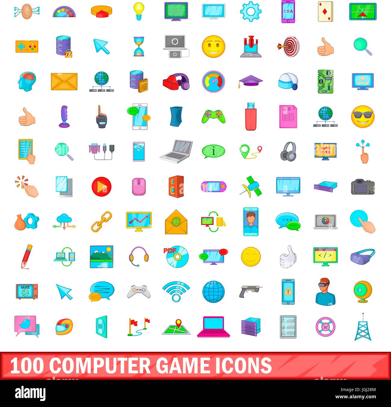100 computer game icons set, cartoon style Stock Vector Image & Art - Alamy