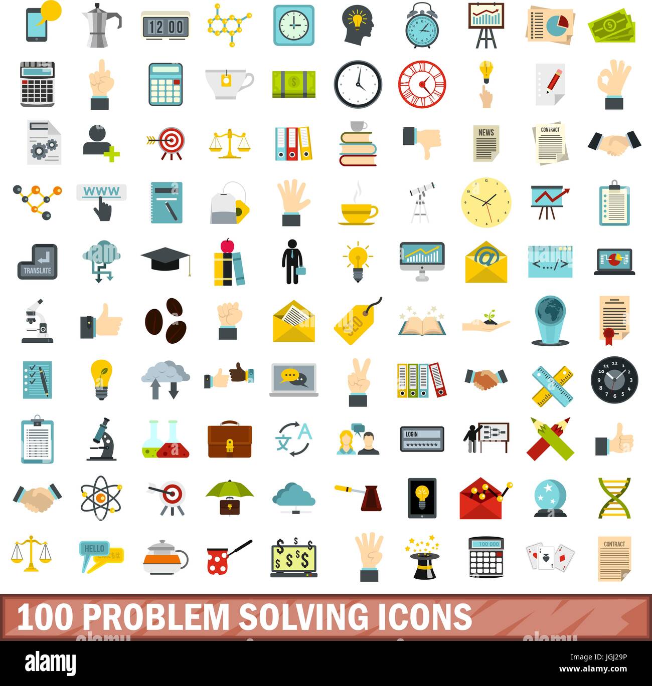100 problem solving icons set, flat style Stock Vector Image & Art - Alamy