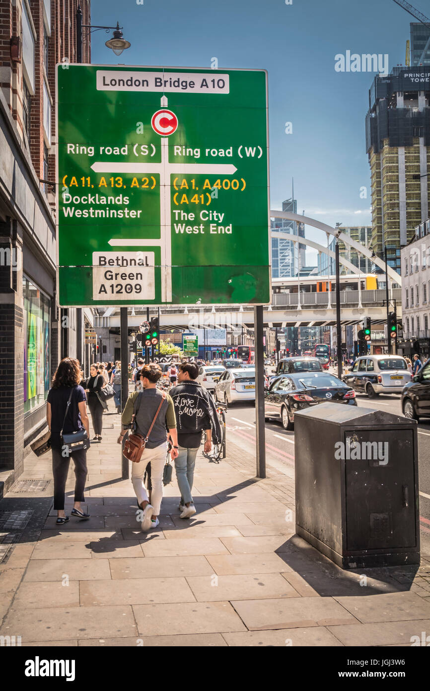 A street sign on Shoreditch High Street, London, UK Stock Photo