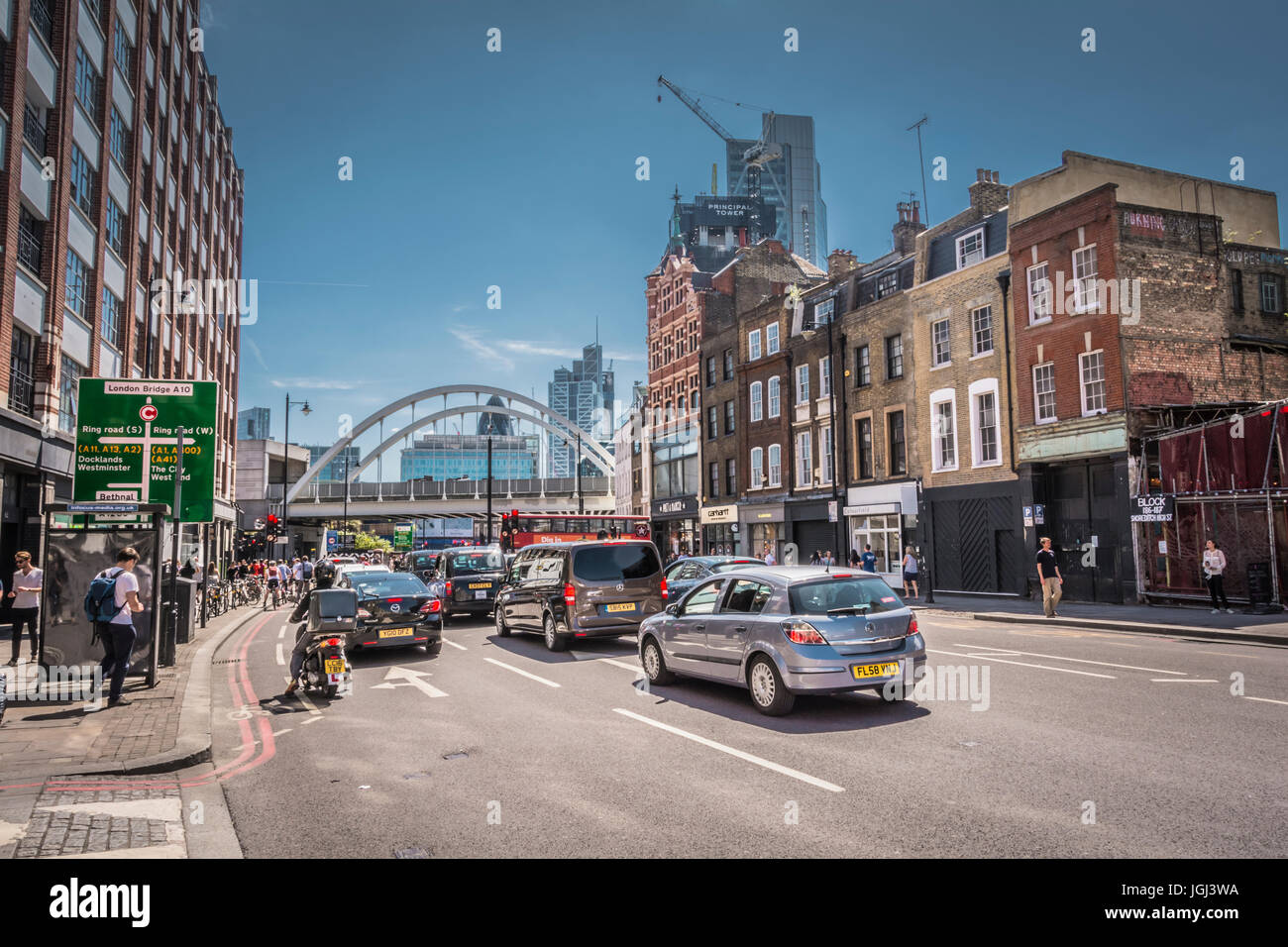 A busy and congested Shoreditch High Street, London, UK Stock Photo Alamy