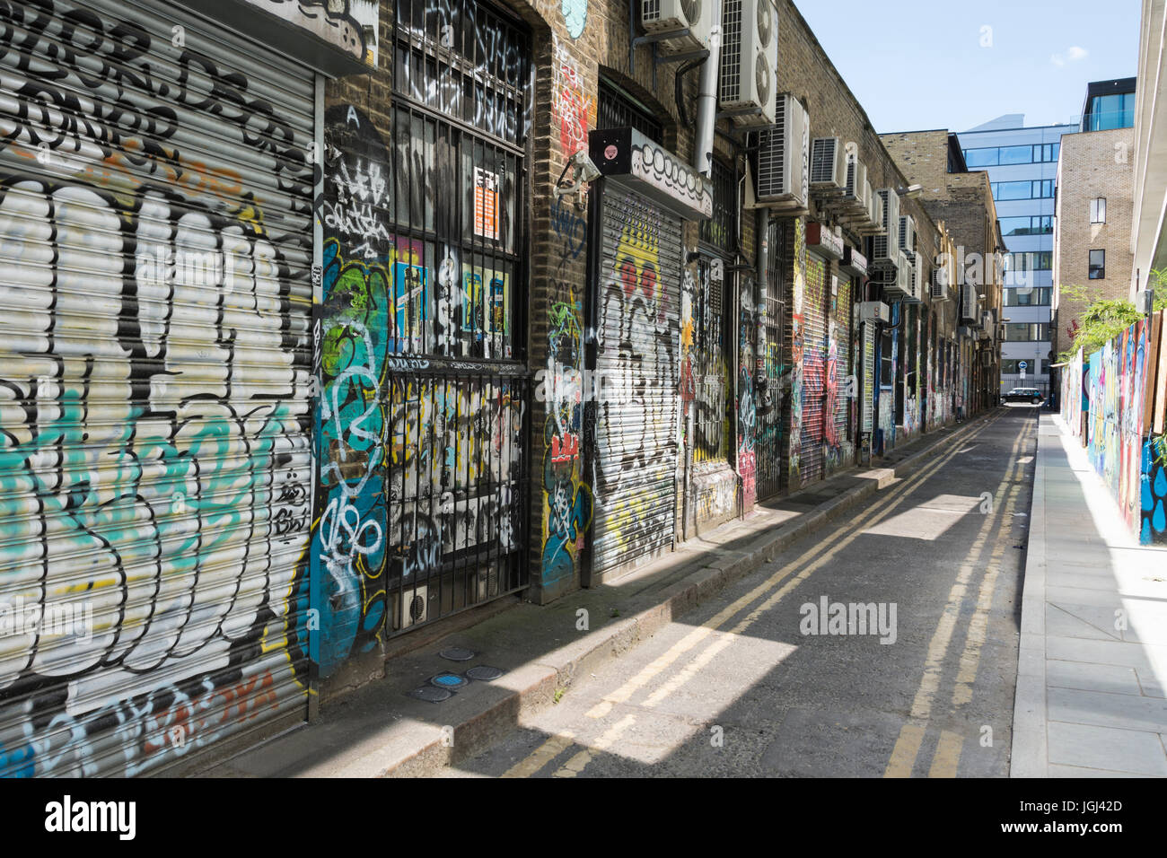 Graffiti on Blackall Street, Shoreditch, Hackney, London EC2A Stock Photo