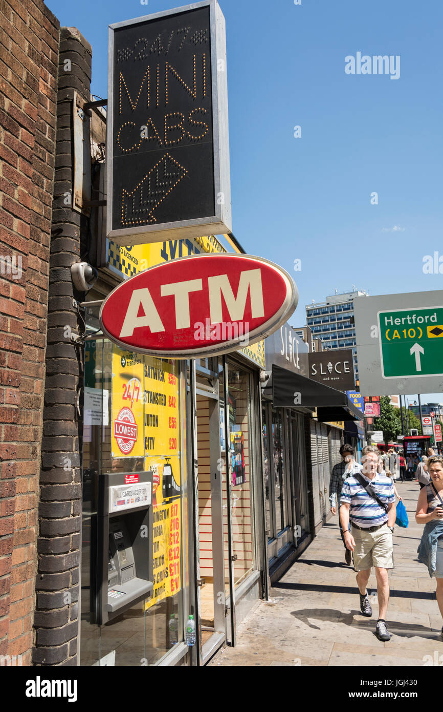 ATM sign in Old Street, London, England, UK Stock Photo