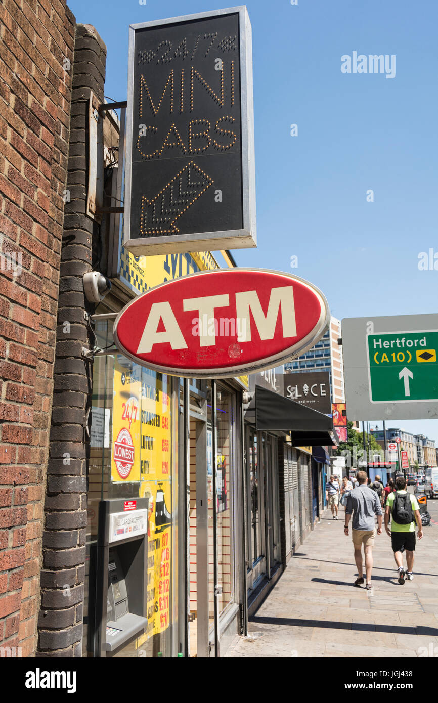 ATM sign in Old Street, London, England, UK Stock Photo