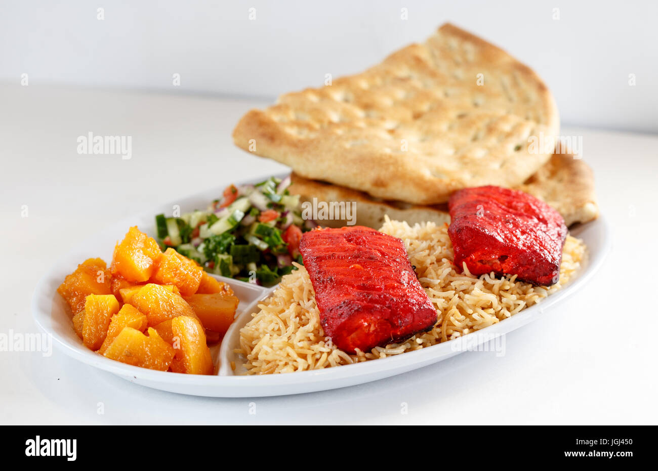 kabob dinner w/ rice and sides Stock Photo Alamy