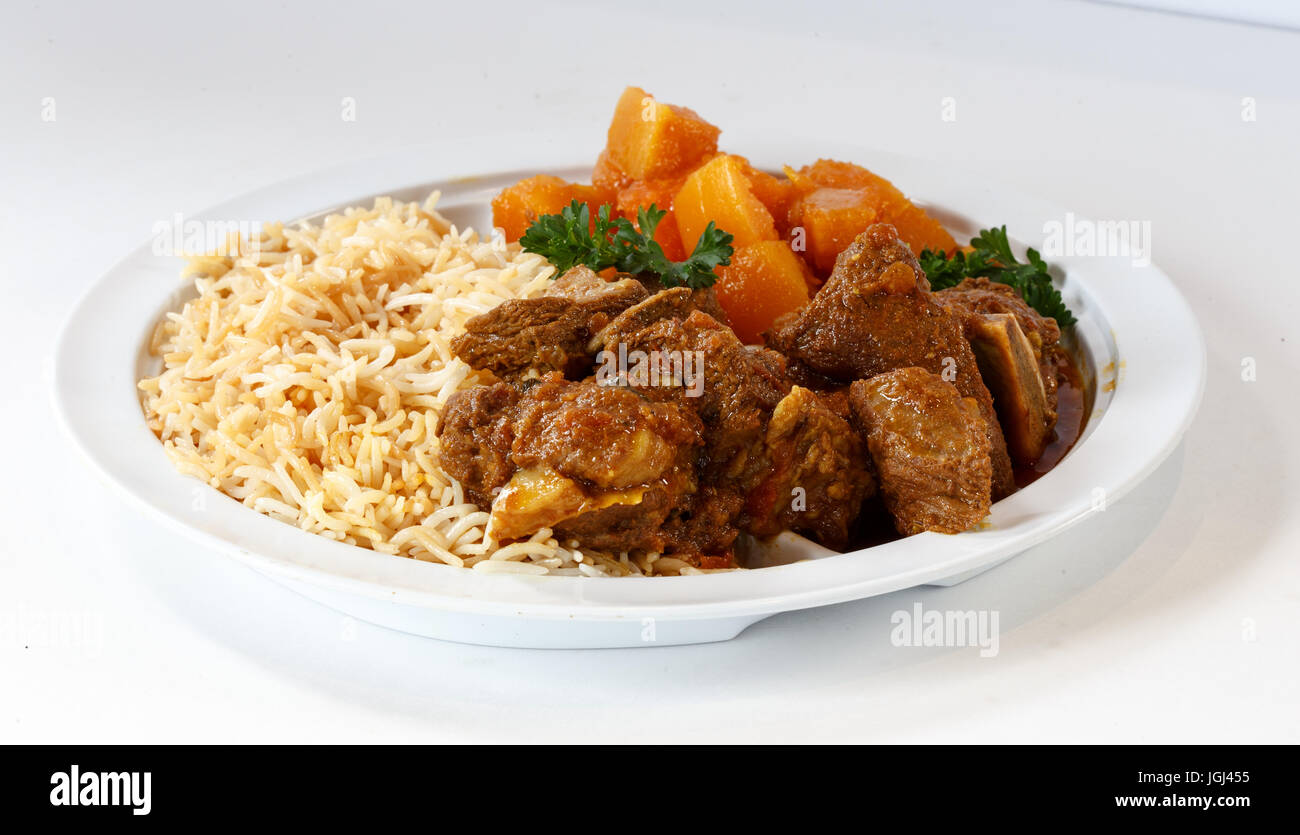 kabob dinner w/ rice and sides Stock Photo Alamy