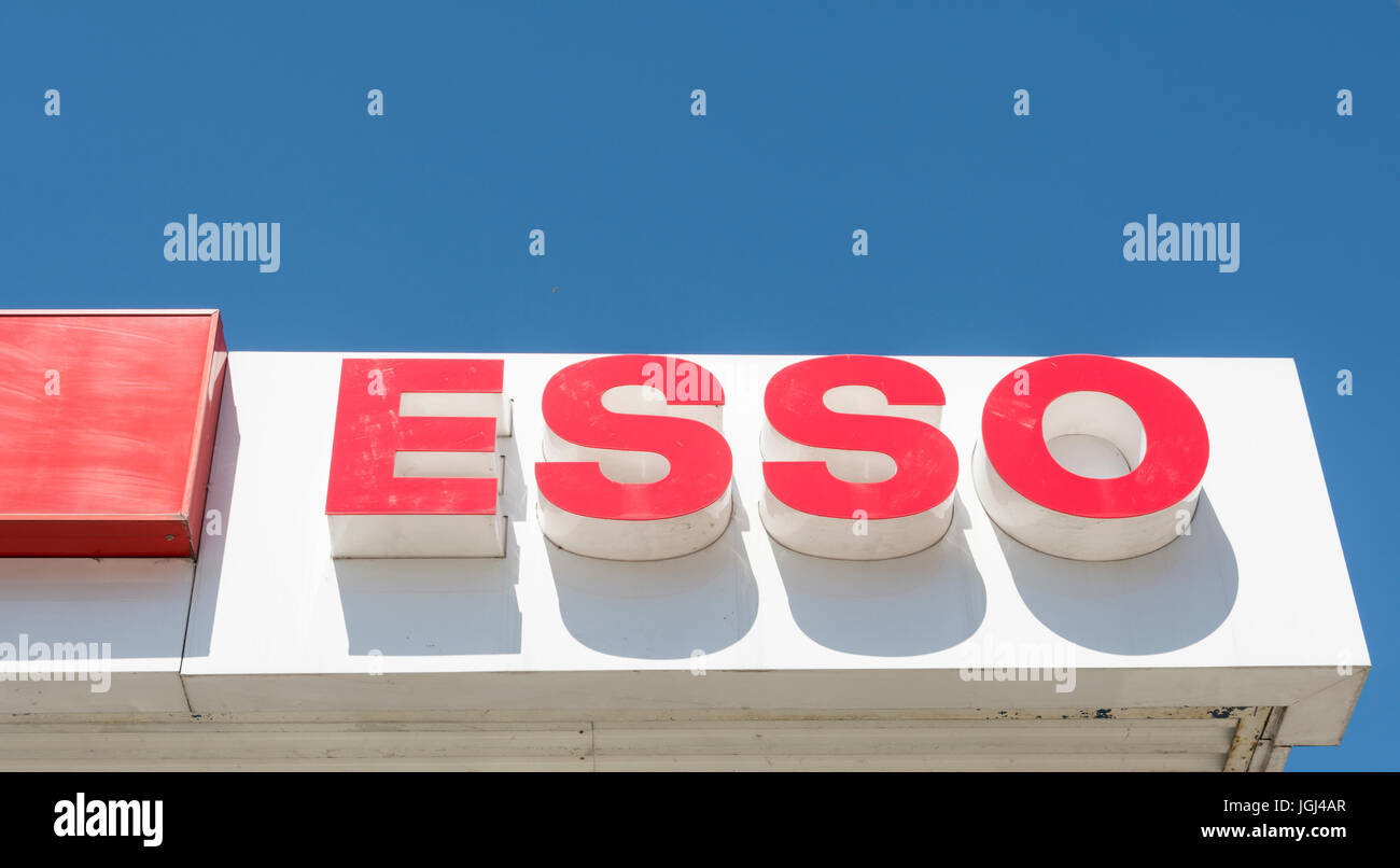An Esso petrol station sign on a forecourt in London, England, UK Stock Photo