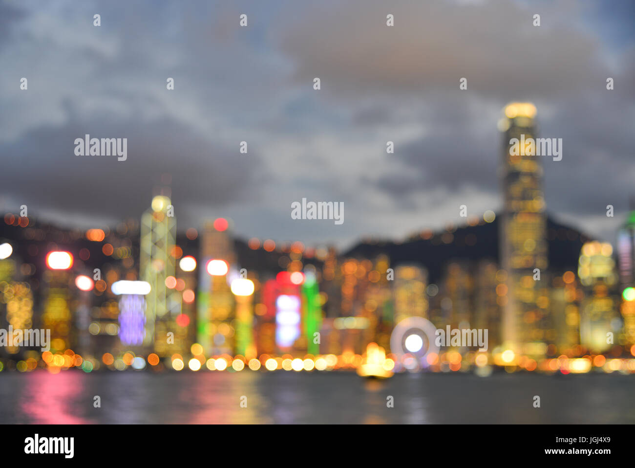 Cityscape of Hong Kong at twilight with blurred for background Stock ...