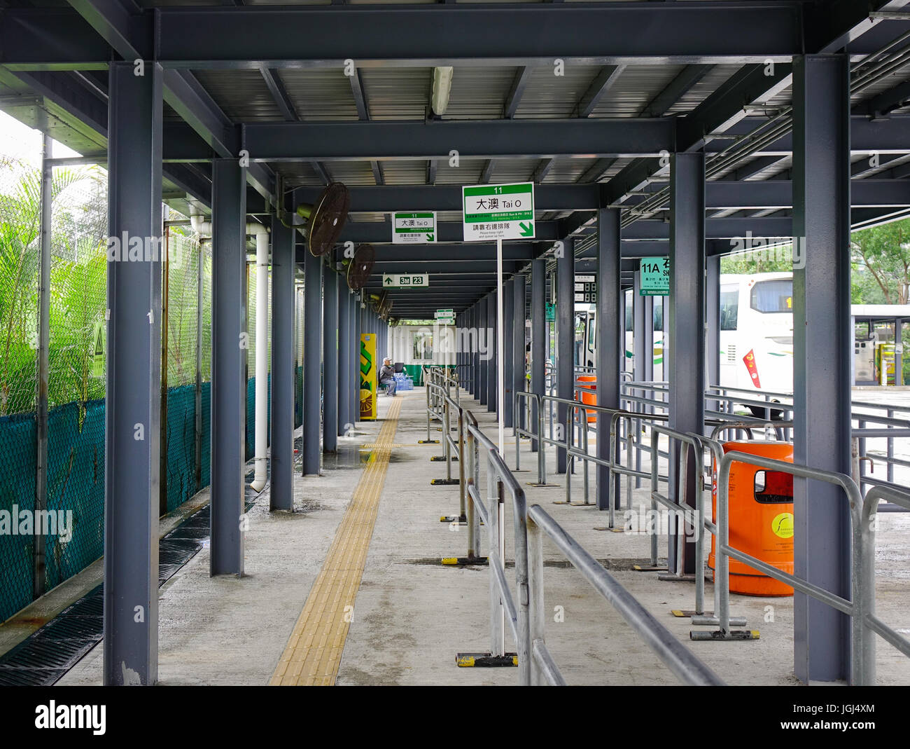 Hong Kong - Mar 31, 2017. Pathway at Tung Chung Bus Station in Hong Kong. Hong Kong is a major tourism destination for China increasingly affluent mai Stock Photo