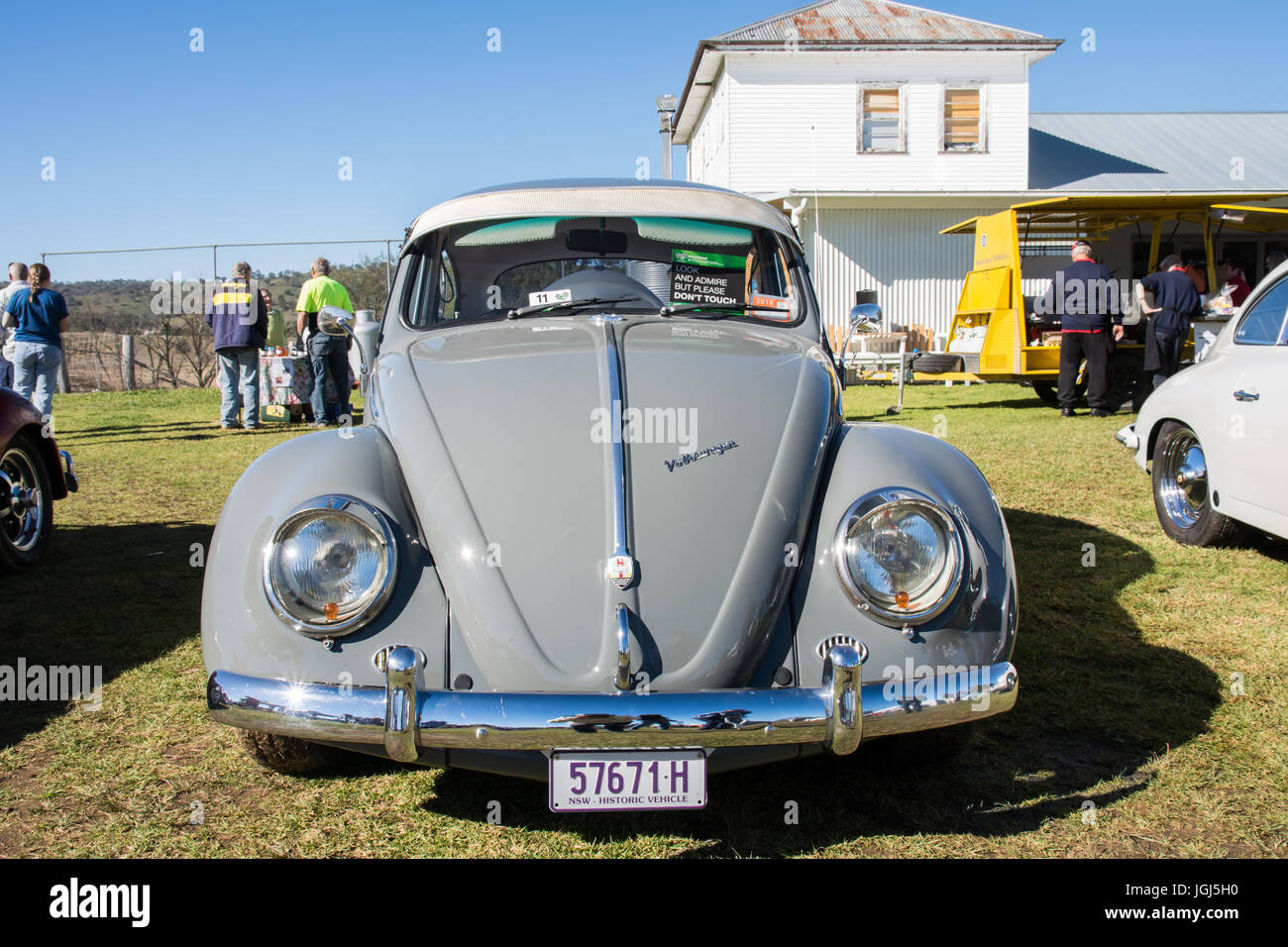 A nicely restored late 1960s Volkswagen Beetle on display at Barraba NSW Australia. Stock Photo