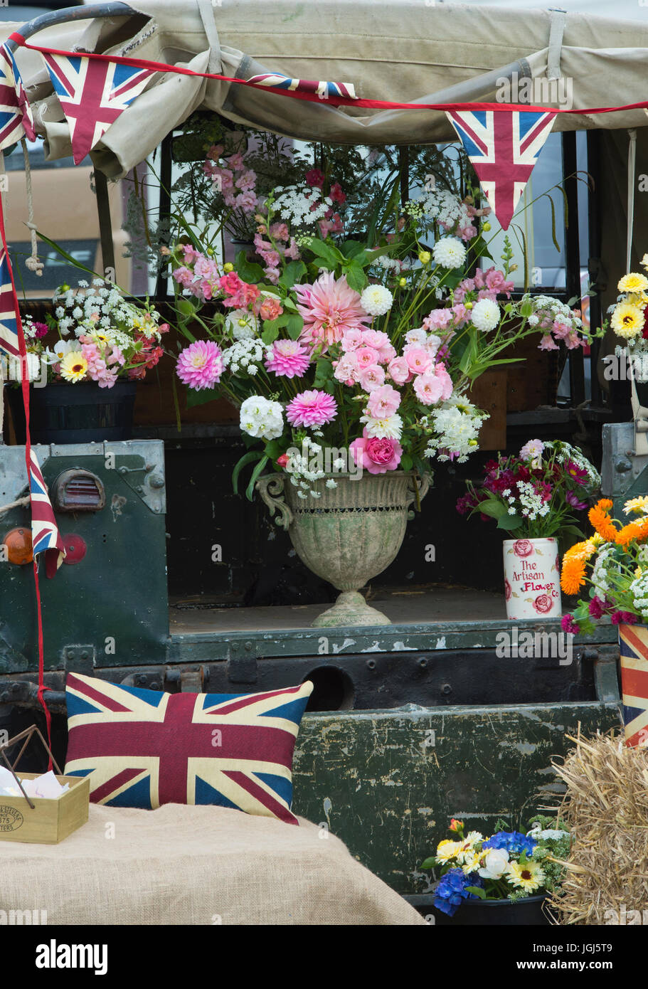 Artisan flower display selling locally grown british flowers at Hanbury