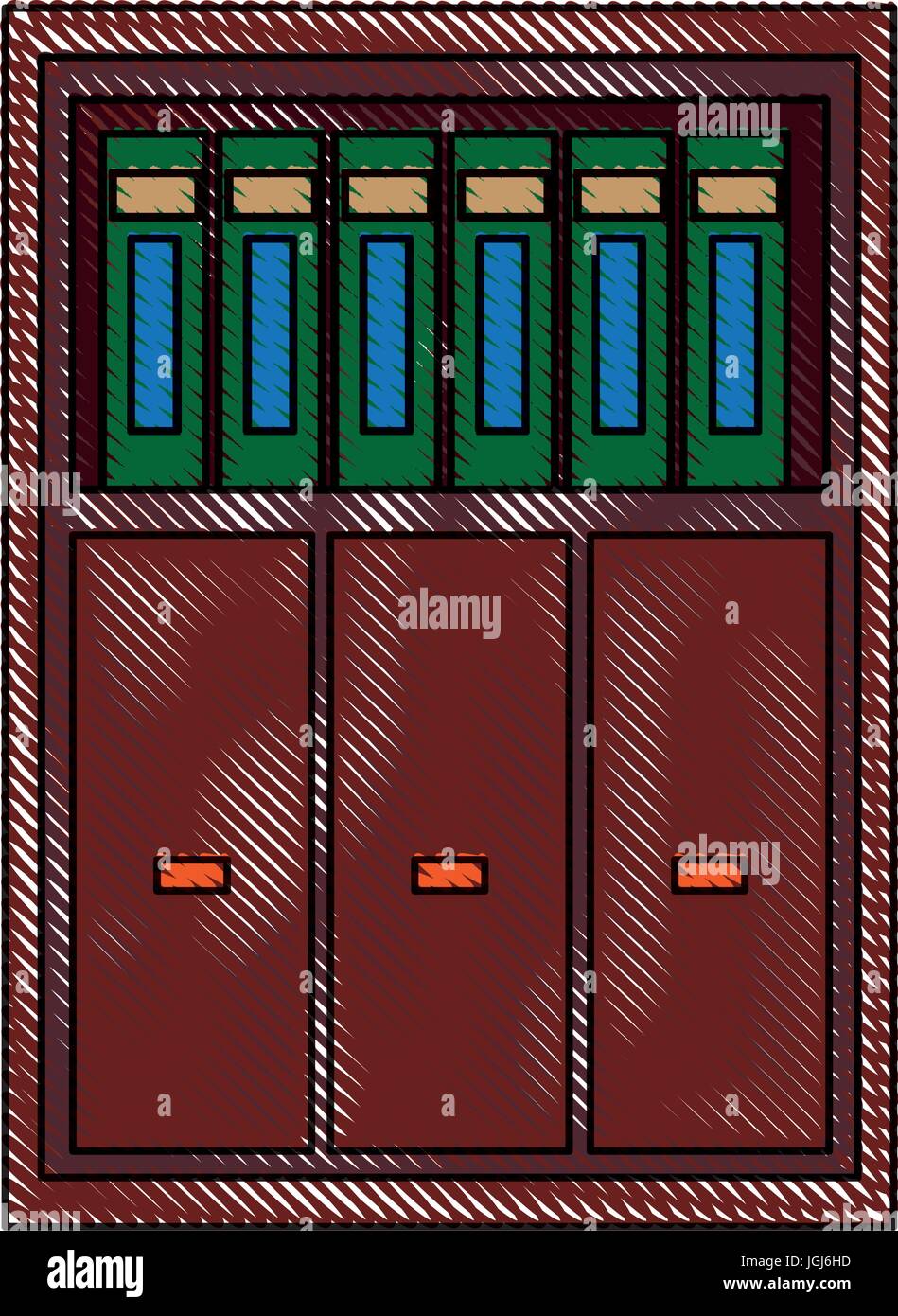 shelf furniture wooden office book literature Stock Vector