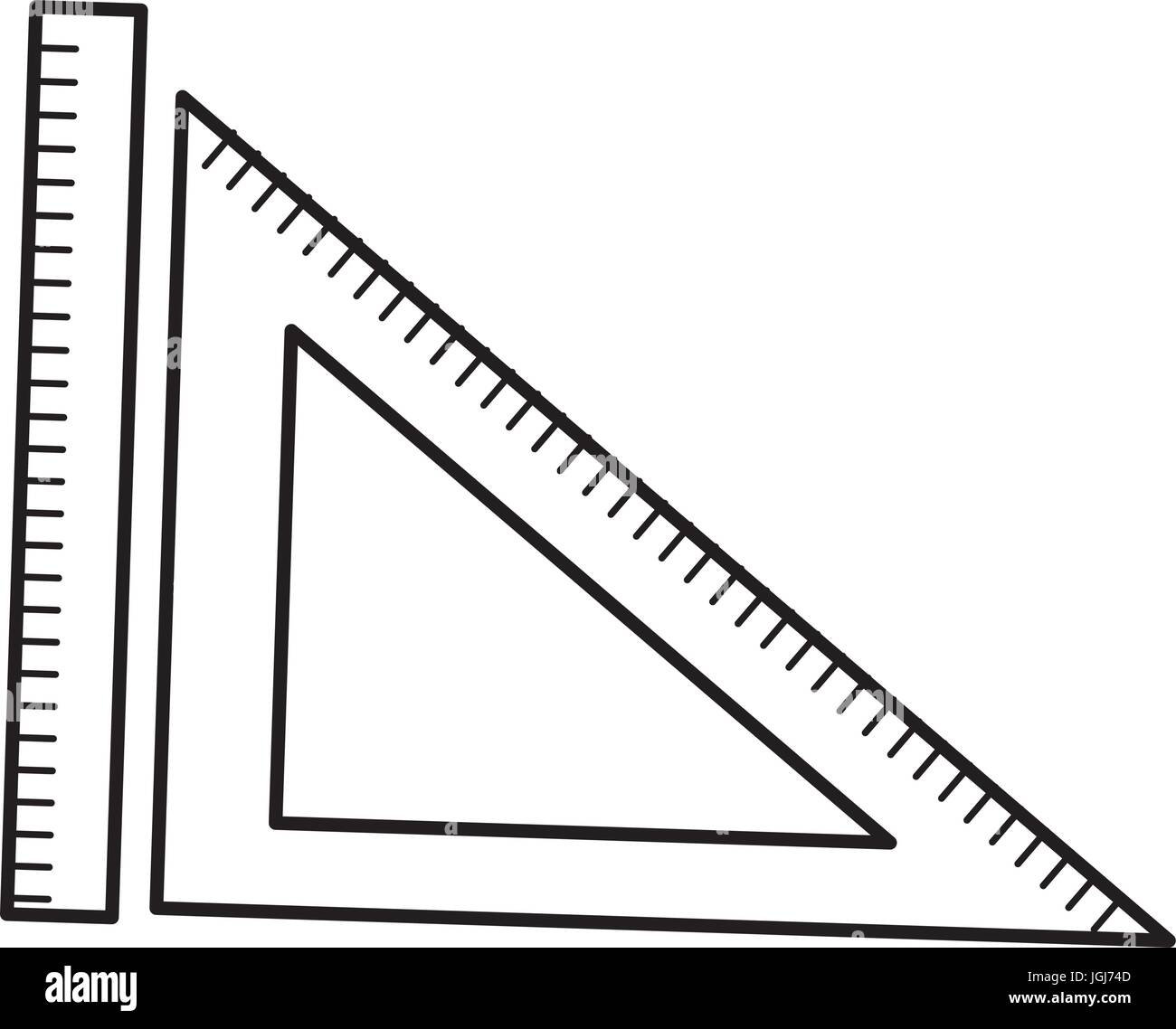 ruler and triangle ruler geometry measuring objects Stock Vector Image