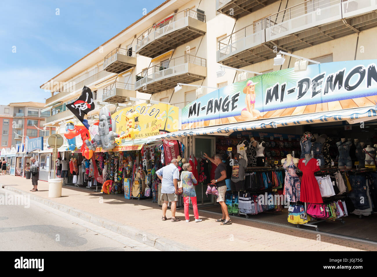 Couple Shopping At Valras Plage Hérault Department France
